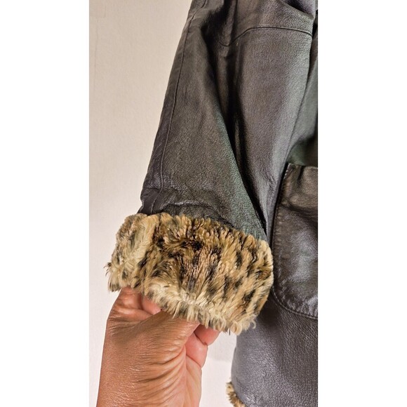 WILSONS LEATHER Coat Girls L Reversible Leopard Print Faux Fur Lined Winter Y2K - Picture 12 of 16